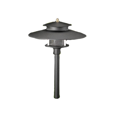 Vista PR-9206 black die-cast A360 aluminum low-voltage path light with prismatic polycarbonate lens, shown without lamp.