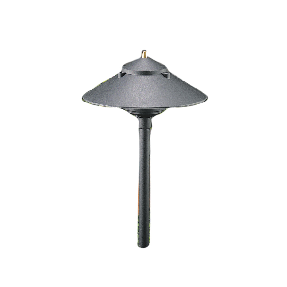 Black Vista PR-9216 path light on aluminum stem with prismatic polycarbonate lens, Twist-To-Lock shade, powder-coated finish, no lamp