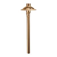 Copper Kichler 15350CO adjustable path and spread landscape light photographed on white background, top shade adjustable.