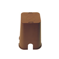 Brown Unique SHUB satellite hub with snap-in lid, inline fuse holder, three brass lug terminals, and grease-filled caps.