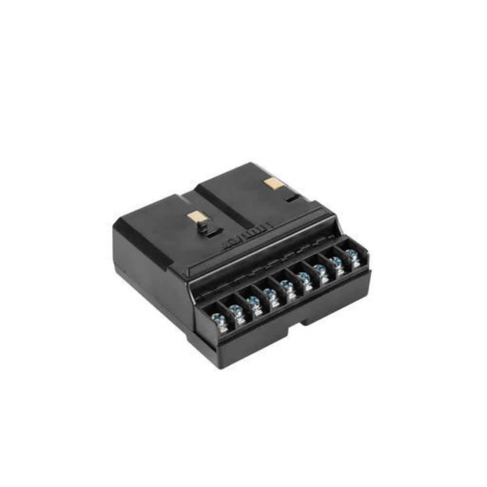Front view of Hunter PCM-900 9-station expansion module showing connector pins, model label, and module face for identification and installation guidance.