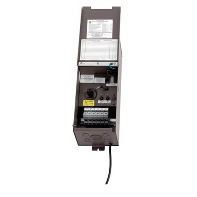 Kichler 15PL600AZT Plus Series 600W 12V landscape transformer in textured architectural bronze, steel housing, front view