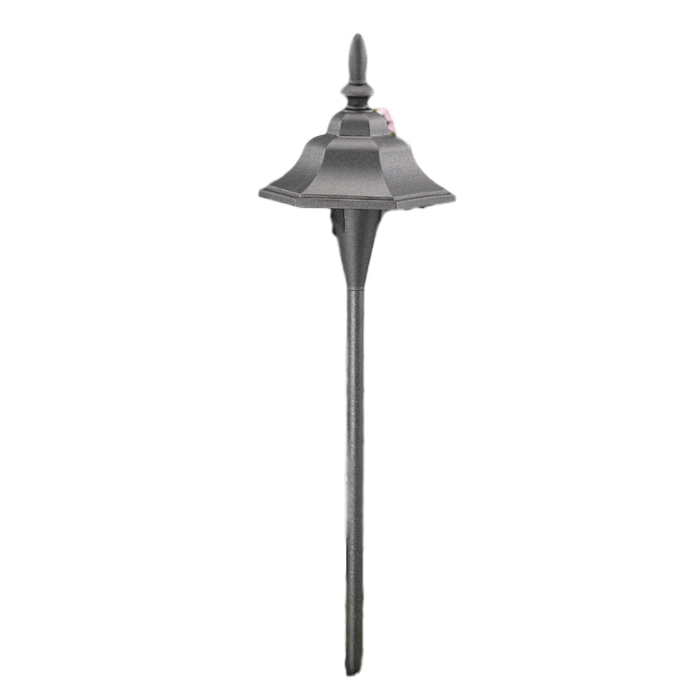 Vista PR-7206-B-NL black aluminum path light with clear polycarbonate lens and schedule-40 stem shown on a white background, no lamp installed