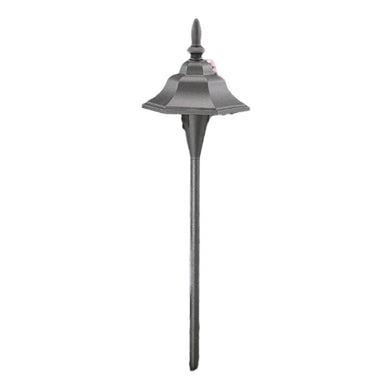 Vista PR-7206-B-NL black aluminum path light with clear polycarbonate lens and schedule-40 stem shown on a white background, no lamp installed