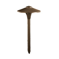 Vista PR-4704 Architectural Bronze path light with die-cast aluminum body, clear polycarbonate lens, ½" stem, prewired cable.