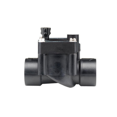 Front-angle product photo of Hunter PGV100GLS 1-inch Jar-Top globe irrigation valve, showing PVC body and jar-top access for tool-free maintenance, 1-inch female inlet and outlet, no solenoid included.