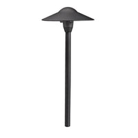 Kichler 15310BKT dome path light in textured black, showing 8.25-inch dome shade and 21-inch stem on a white background for product display (textured finish visible).
