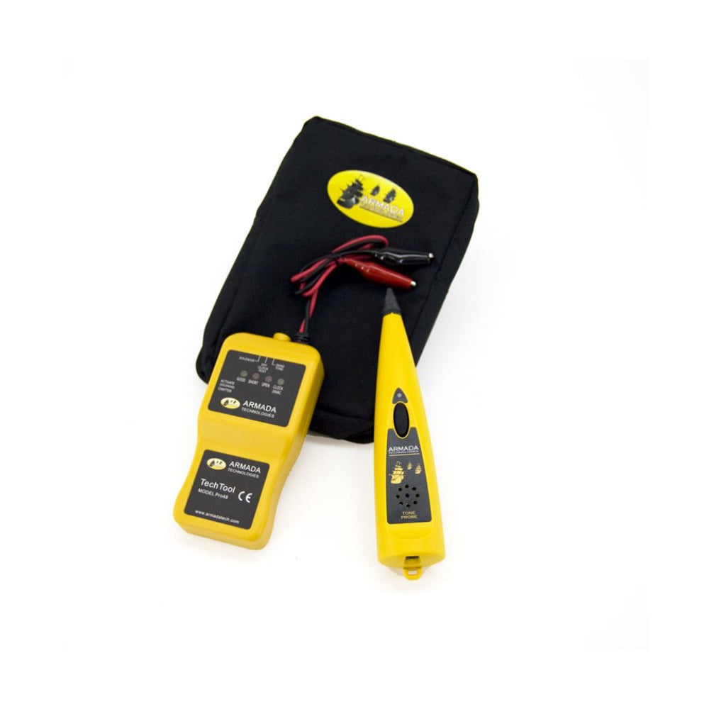 Armada PRO48K kit: yellow Pro48 solenoid activator, Pro210F tone probe with LED headlight, and Pro21 soft zippered case.