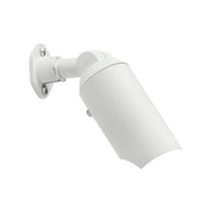 Front view of Kichler 15093WHT textured white 12V landscape downlight with aluminum housing and stainless steel screen.