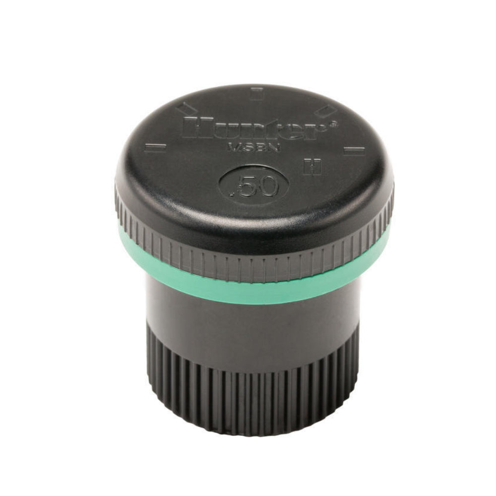 Front view of Hunter PCN pressure-compensating bubbler nozzle, low-profile design with 1/2 inch female thread, suitable for Pro‑Spray pop‑ups.