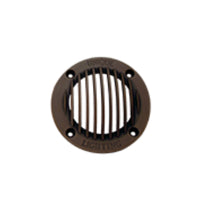 Unique NOVA brass star grate accessory for in-ground well light, machined louvered shroud with captivated stainless steel screws.