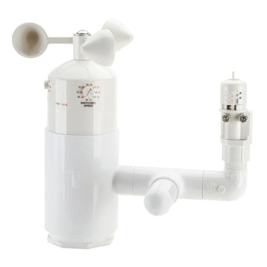 Hunter MWS-FR mini weather station showing wind vane, rain collector and freeze sensor housing on white background