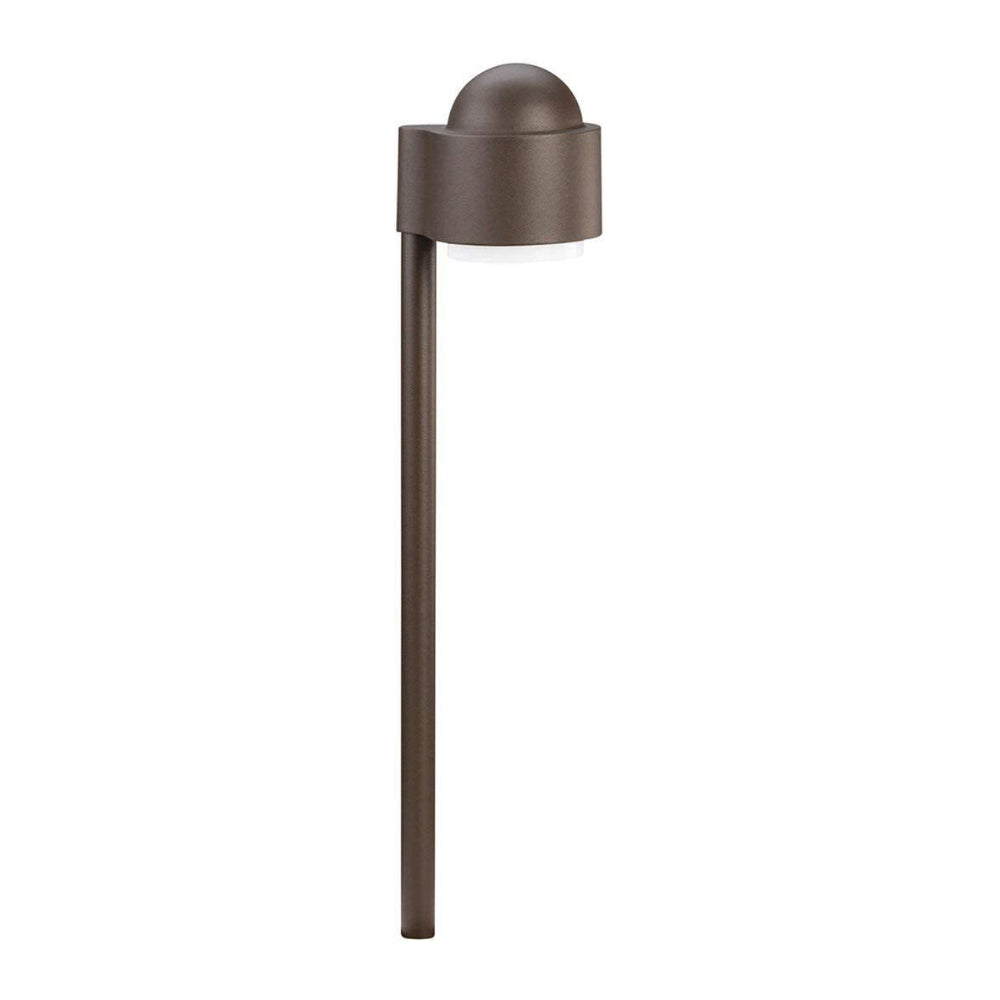 Kichler 15360AZT 12V Simplicity side-mount path light in Textured Architectural Bronze with white polycarbonate diffuser, 21" height.