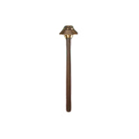 Vista PR-2165-BSO-NL Olde Brass path light showing spun brass shade, textured Tuffak® lens and ½-inch extruded brass stem.