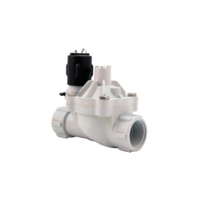 Weathermatic Silver Bullet SB-10-HP 1-inch irrigation valve with light-gray glass-filled nylon body and 24VAC solenoid.