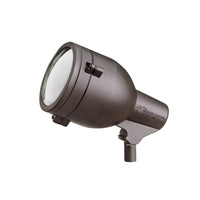 Kichler 15241AZT medium floodlight in textured bronze with die-cast aluminum housing and clear convex tempered glass.