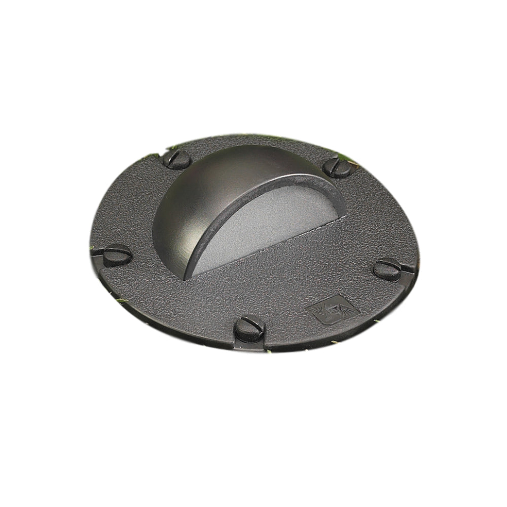 Black GW-5273 in-ground well light housing with frosted soda-lime glass lens, composite body, top view