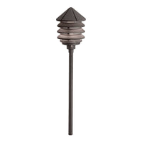 Kichler 15005AZT 12V three-tier path light in textured architectural bronze, showing louvered tiers and clear lens.