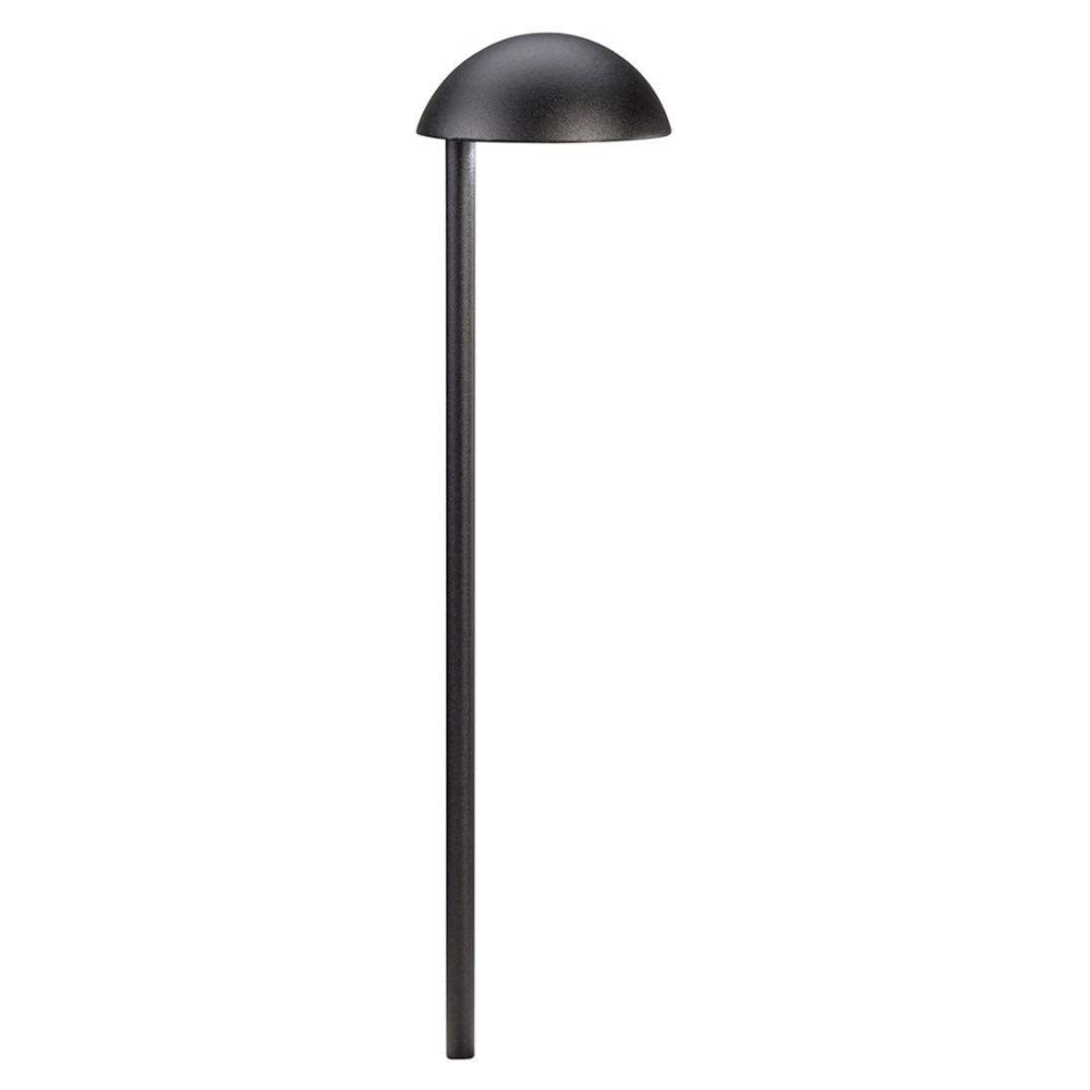 Kichler Eclipse 15423BKT 12V side-mount path light in Textured Black, dome-cap design on a white background.