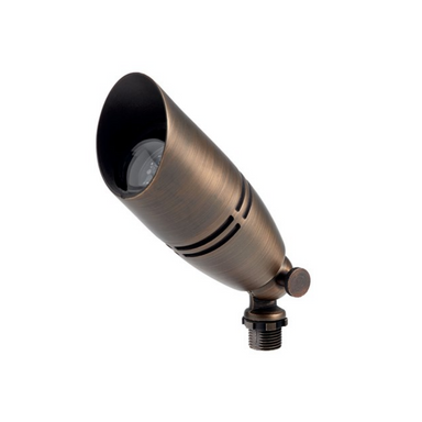 Kichler 15517CBR MR16 brass uplight with adjustable cowl in Centennial Brass finish, product photo on white background