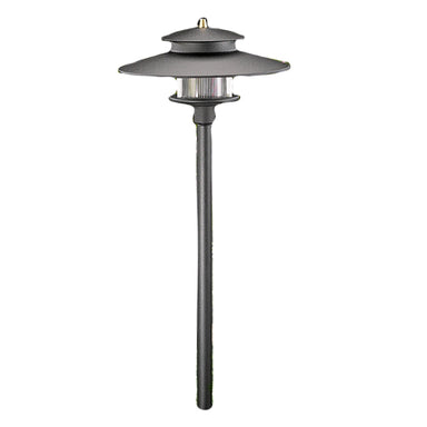 Vista PR-9207-B-NL black die-cast aluminum path light with prismatic polycarbonate spread lens and ½″ schedule-40 stem shown upright.