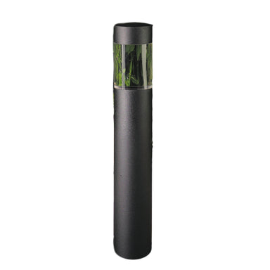 Vista 2500 black landscape bollard on white background; die-cast aluminum housing and clear acrylic lens.