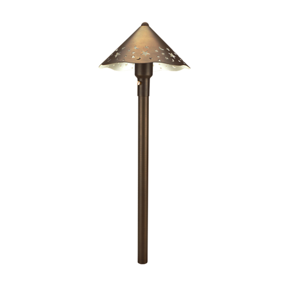 Unique Constellation 24V Path Light — 8" Star Shroud, Weathered Brass