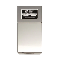 Front view of Vista ES-150T 150W stainless steel outdoor transformer with timer module and weather-tight polished cabinet.