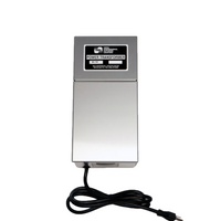 Front view of Vista ES-150 150W stainless steel transformer with polished 20-gauge cabinet and visible terminal area for wiring connections.