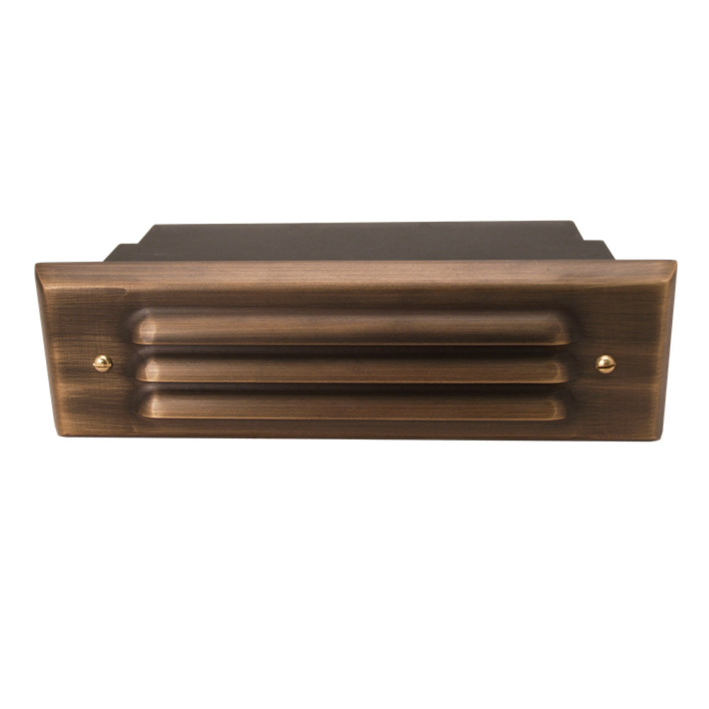 Voyager 8 Louvered Brass Niche Light — Weathered Brass (No Lamp)