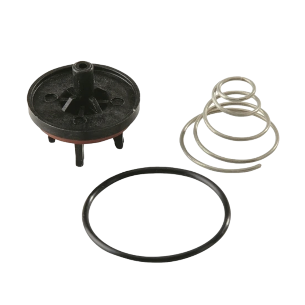 Watts 0887704P 1-inch RK 800M4 check repair kit showing check disc assembly, disc holder, bonnet O-ring, and check spring.