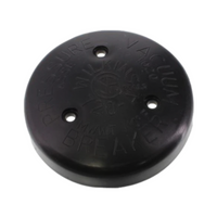 Black plastic replacement canopy (Wilkins 721-3) for 720A pressure vacuum breaker showing top with three mounting hole locations visible and molded profile.
