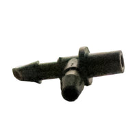 Rain Bird XBF2EL 1/4-inch barb elbow displayed at an angle to show stem, barbs, and overall rugged plastic construction for outdoor use.