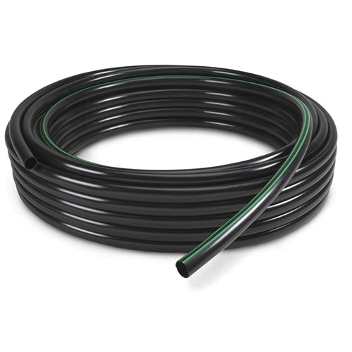 Rain Bird XBS100 1/2-inch blank drip tubing, 100-foot coil; black UV-resistant polyethylene with optional dual stripe for zone identification.