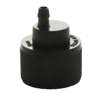 Front view of Rain Bird XBT10 Xeri-Bug 1.0 GPH pressure-compensating emitter showing threaded 1/2" FPT inlet and black body.