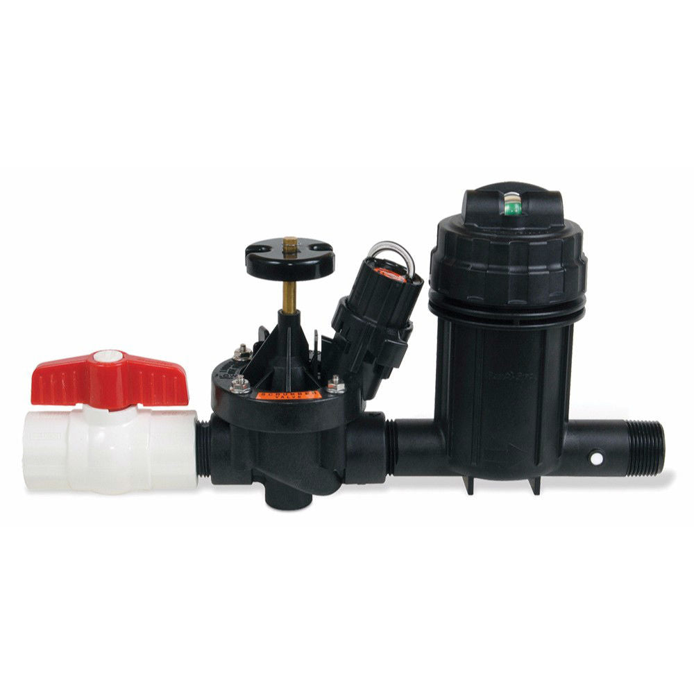 Rain Bird XCZ-100 commercial control zone kit with 1 in. ball valve, 1 in. PESB valve, and 1 in. Quick-Check basket filter