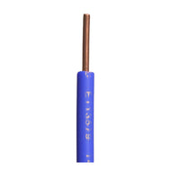 Blue 14 AWG single-conductor irrigation wire spool, 2,500 ft, with UL RHW insulation and heavy-duty colored CPE jacket for direct burial and pump use.