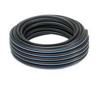 Studio view of Irritrol Super Blue Flex 1/2-inch swing pipe coiled, showing blue stripe and tubing texture for identification and size reference.