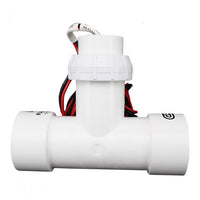 CST FSI-T20-001 2 in. PVC tee-mounted flow sensor, angled view showing PVC tee body, threaded retaining nut and sensor insert