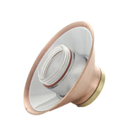 Angled view of the HC LED copper top assembly installed on a riser (riser sold separately) showing compact proportions and finish.