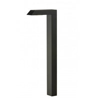 FX Luminaire M-PL modern path light in flat black finish, side profile on short riser showing integrated 2W LED and slim contemporary silhouette.