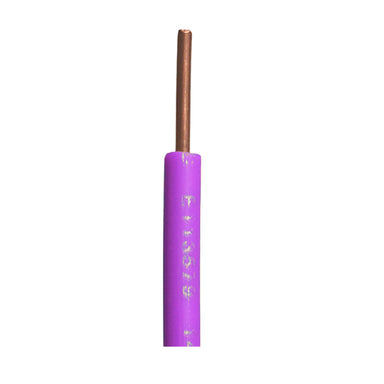 Purple 14 AWG single-conductor irrigation wire spool (2500 ft) on white background, showing jacket color and spool profile.