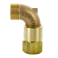 Close-up front view of Rain Bird SH2 1-inch swivel elbow showing female pipe thread and male hose-threaded end.