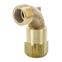 Angled side view of the SH2 swivel elbow highlighting the thread profile and hose-side male thread for irrigation connections.