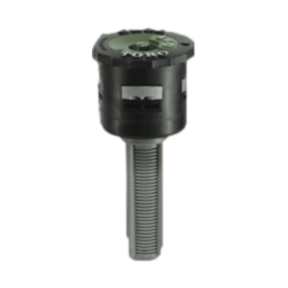 Close-up of Toro O-8-HP precision pressure-compensating spray nozzle, female thread, 8 ft half-circle, green top.