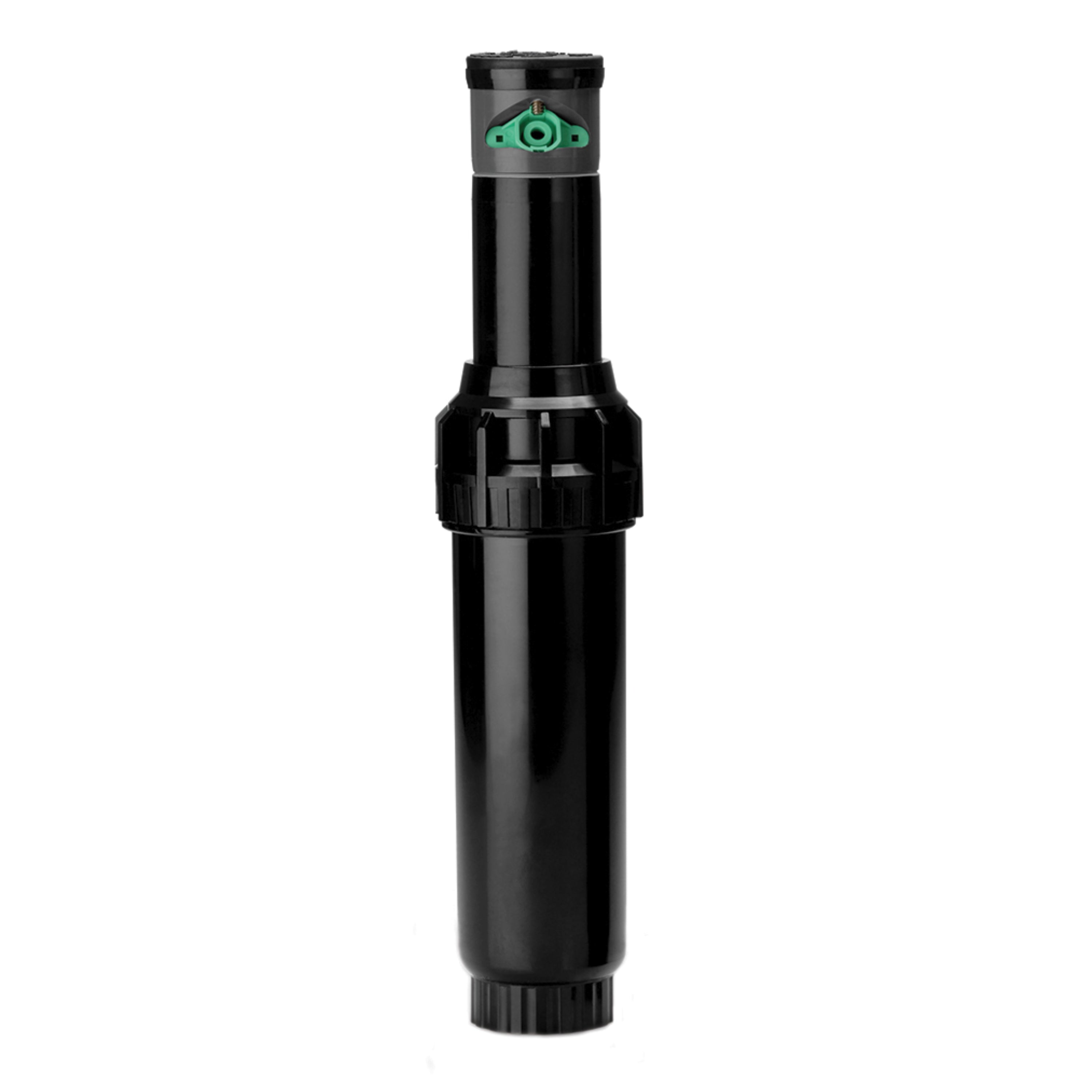 K-Rain ProSport 14003 rotor front view showing stainless steel 4-inch riser and triple-nozzle turret, 1-inch inlet, on white background