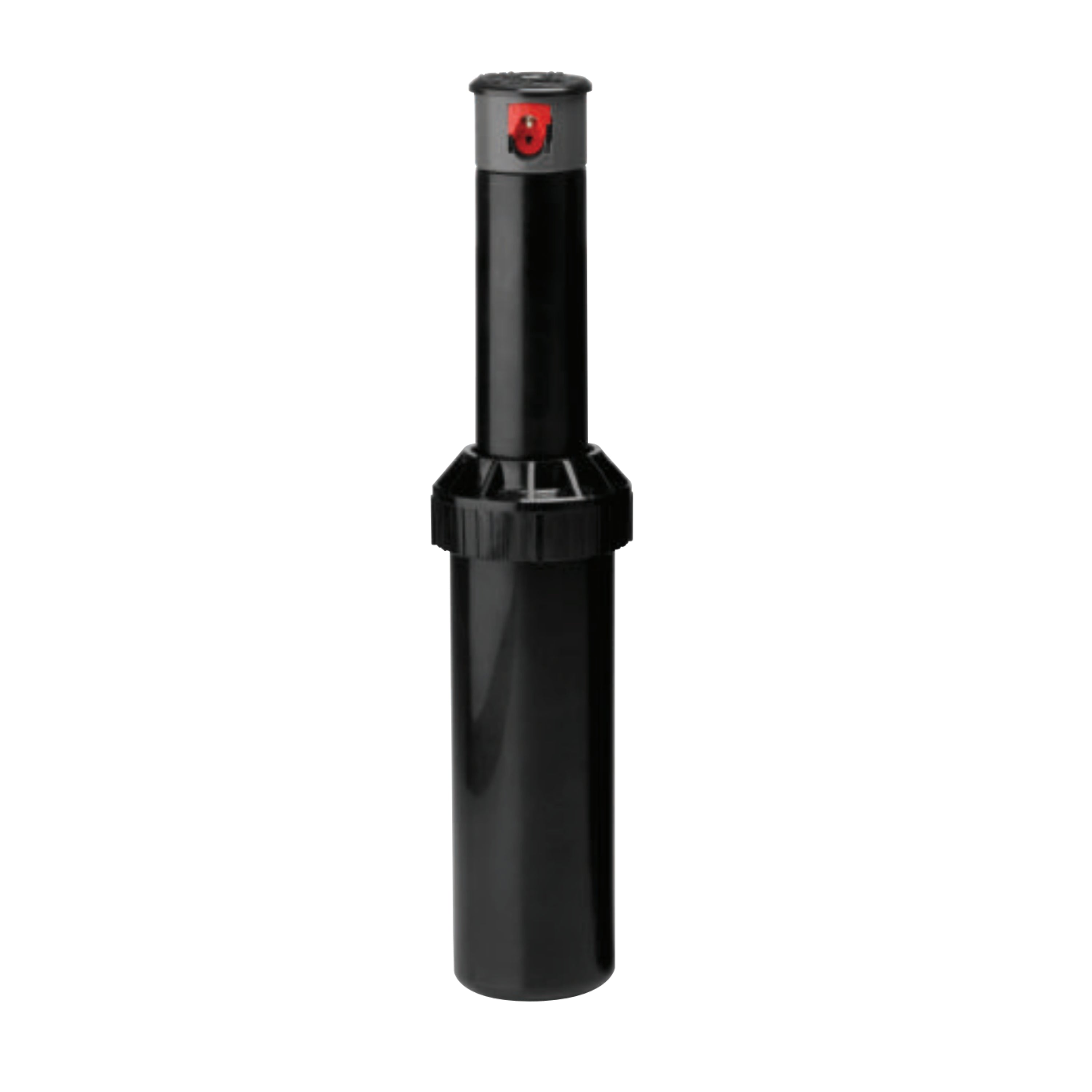 Front view of K-Rain MiniPro 4" gear-driven rotor sprinkler model 13003 showing pop-up riser, nozzle turret and top arc set indicator for adjustments.