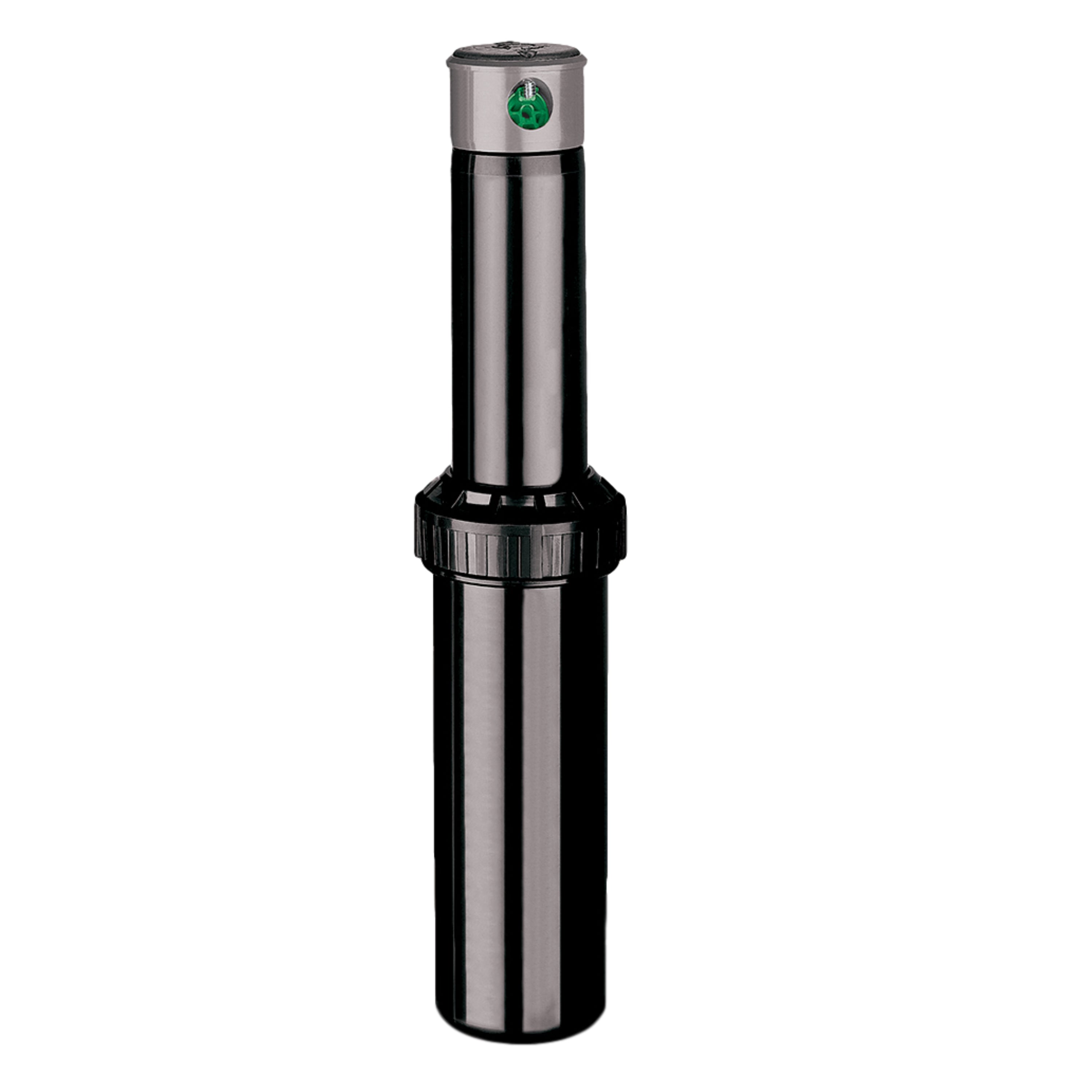 Front view of K-Rain SuperPro 10003 rotor sprinkler showing pop-up riser, nozzle turret, nozzle rack, and 3/4" female threaded inlet.