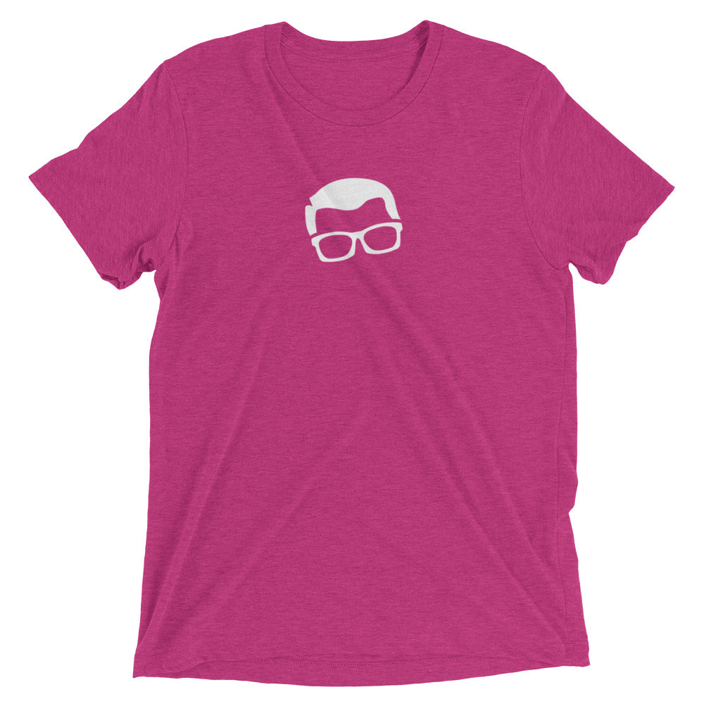 Sprinkler Nerd™ tri-blend t-shirt in Berry — front view on white background illustrating soft tri-blend texture and vintage fit characteristics.