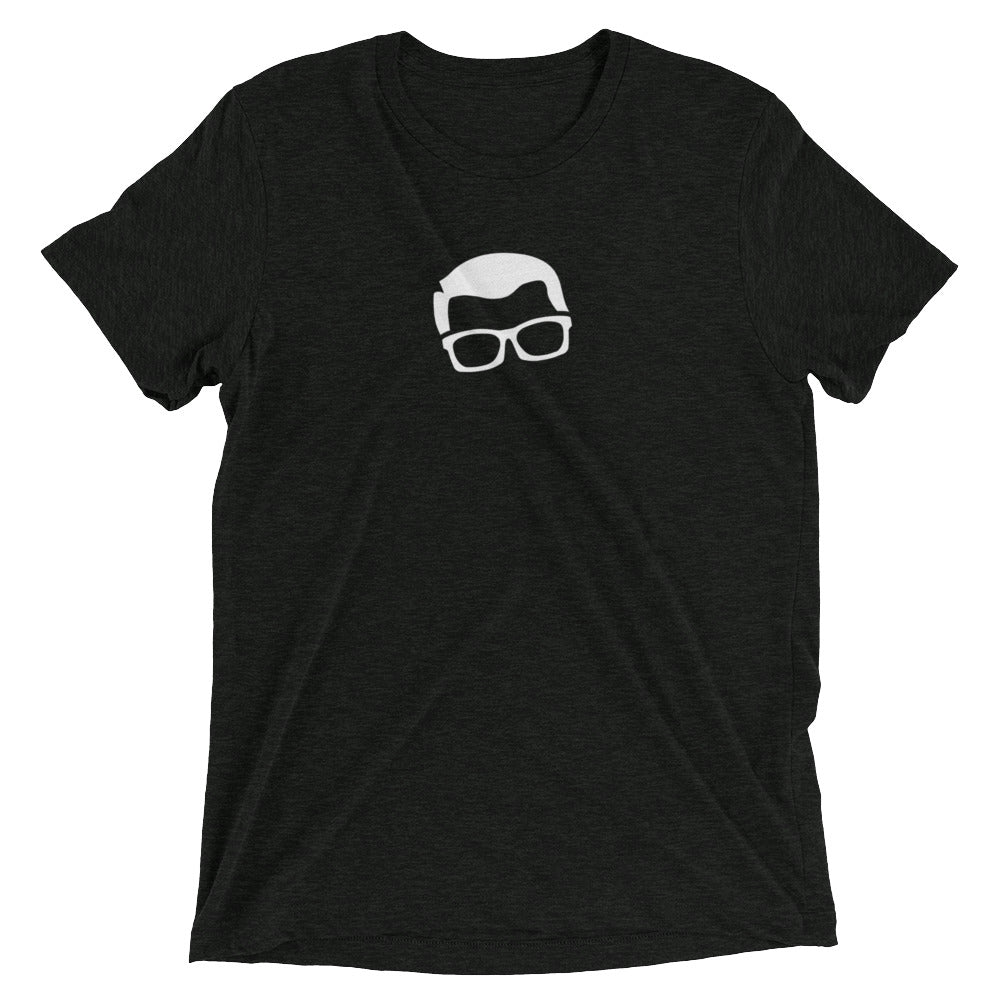 Sprinkler Nerd™ tri-blend t-shirt in Charcoal-Black — front view on white background highlighting vintage wash and regular fit details.